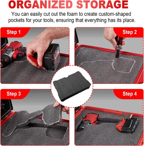 Vista 5 de 48-22-8451 Insertos de espuma para cajas de herramientas de cajones Milwau-kee Packout, compatibles con 48-22-8424, negro, 2