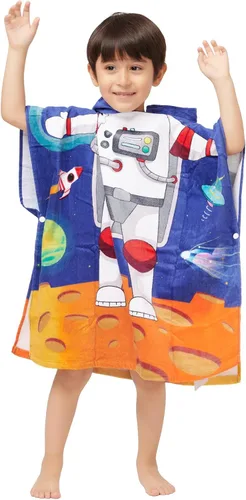 Toalla con capucha 100% algodón para niños de 2 a 6 años, niños y niñas, toalla de baño, piscina, playa, suave, absorbente, poncho de playa, pequeño