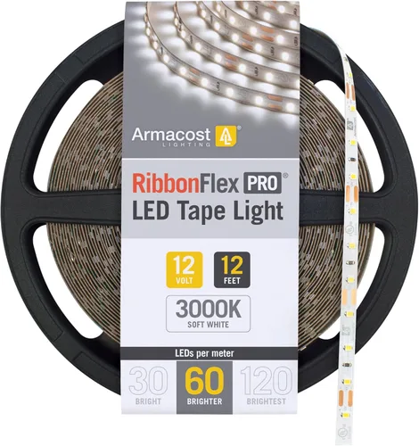 Vista 18 de Armacost Lighting RibbonFlex Pro 133230 - Tira de luces LED blancas de 12 V, 120 LED/m, 2700K, 16.4 pies