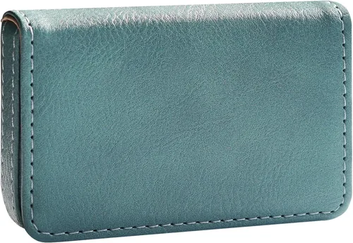 Vista 23 de Cartera con bloqueo RFID - Tarjetero minimalista de cuero para negocios, 12-verde, Pequeña, Slim