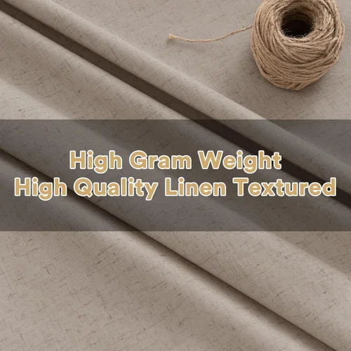 Vista 43 de Primitive - Cortinas opacas 100 % de lino texturizado natural para dormitorio, sala de estar, cortinas para ahorra energía, tela de arpillera