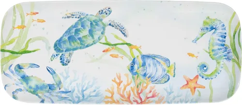 Vista 5 de UP ware at The Lake Bandeja de servir de melamina, bandeja rectangular de 15 x 6.5 pulgadas, bandeja de alimentos sin BPA para entretenimiento