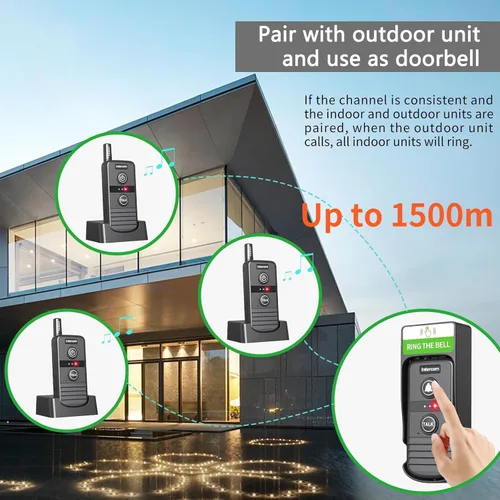 Vista 7 de Intercomunicador bidireccional en tiempo real, intercomunicadores inalámbricos para el hogar de 4900 pies de largo alcance, sistema de comunicación