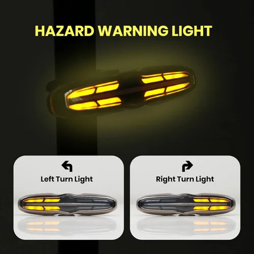 Vista 2 de Luz trasera inteligente para bicicleta con señales de giro, luz de detección automática de frenos, control remoto inalámbrico, luces traseras