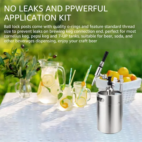 Vista 6 de MRbrew Cornelius - Postes de barril de bloqueo de bola, bolas y resortes de acero inoxidable, rosca hembra de gas + líquido 19/32-18 rosca