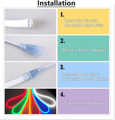 Vista 8 de Tira de luces LED de neón (110 – 120 V, 60 ledes/m, resistente al agua, 5050 SMD, con control remoto)