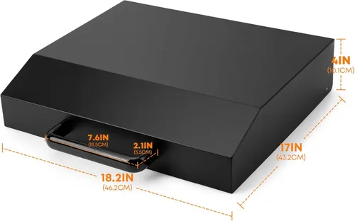 Vista 2 de Stanbroil Tapa dura para Blackstone de 17 pulgadas con sistema de grasa trasera, tapa con bisagras, tapa dura con asa, color negro