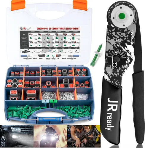 JRready Deutsch Kit de conectores DT, 2 3 4 6 8 12 pines IP68 conectores eléctricos automotrices impermeables con herramienta de prensado Deutsch