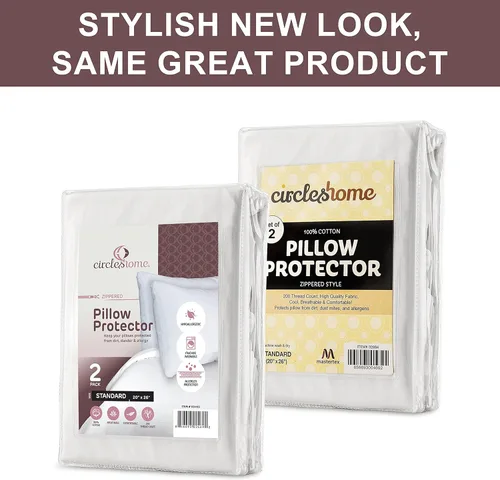 Vista 8 de Mastertex - Fundas de almohada con cremallera, 100% algodón, transpirable, silenciosa, color blanco, protege de la suciedad, los ácaros del polvo