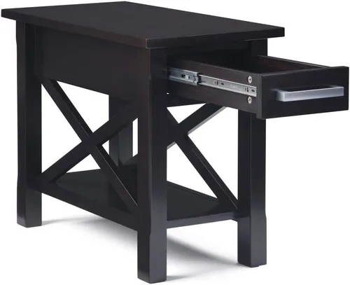 Vista 171 de Simpli Home Kitchener mesa de centro, color nogal oscuro, Pino, Distressed Grey