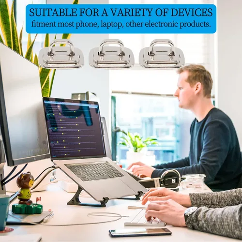 Vista 5 de Paquete de 3 placas de seguridad antirrobo autoadhesivas para cables para bloquear laptops, Mac Book, tabletas, iPad u otra computadora