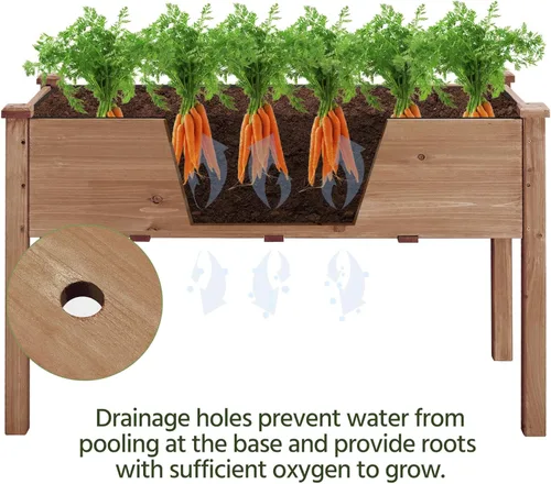 Vista 4 de Yaheetech 1 pieza Cama de Jardín Elevada 48x24x30 pulgadas Jardinera de Madera Elevada para Horticultura con Patas Cama de Cultivo de Pie