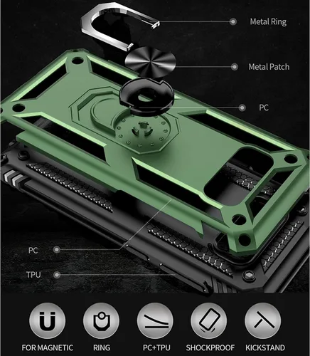 Vista 3 de Yiakeng Funda para Samsung Galaxy S8, Samsung S8, funda protectora de grado militar con anillo para Samsung Galaxy S8 (verde militar)