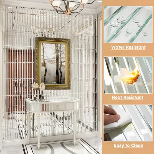 Vista 4 de Diflart Azulejos de Espejo para Salpicadero de Cocina, Tira Plateada, 12x12 Pulgadas, Azulejo de Espejo Biselado para Pared de Baño