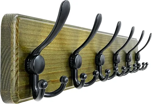 Vista 41 de Dseap Perchero de Pared Montado - 5 Ganchos Triangulares, Resistente, Perchero de Pared de Madera para Abriggos, Sombreros, Chaquetas, Ropa, Negro