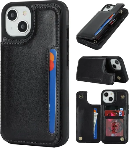 Vista 19 de iCoverCase Compatible con iPhone 13 Funda de Teléfono con Portarjetas, Funda Billetera para Mujeres y Hombres Bloqueo RFID Funda Protectora de Cuero