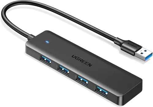 UGREEN Hub USB 3.0, divisor de 4 puertos USB A ultradelgado expande USB para mouse, teclado, unidad flash, disco U, impresora compatible con