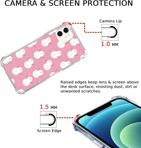 Vista 3 de Bonita funda de muñeco de nieve rosa compatible con iPhone 11, funda navideña de invierno para iPhone 11, funda de TPU para teléfono con parachoques