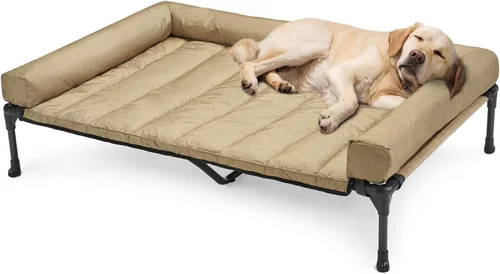 Vista 28 de Veehoo Cama elevada refrescante para perro que incluye cojín de refuerzo extraíble e impermeable, cuna elevada para mascotas con malla Teslin