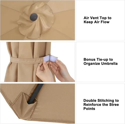 Vista 31 de ABCCANOPY Sombrilla para Exteriores de 7.5 pies, Repuesto de Cubierta Superior Compatible con 6 Varillas (Azul)