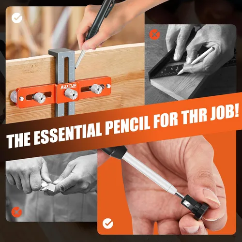 Vista 5 de Plantilla de hardware para gabinete con lápiz de agujero profundo, herramienta de plantilla de mango de gabinete ajustable con orificio