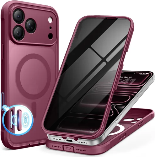 Vista 19 de BERFY Funda para iPhone 17, compatible con MagSafe, protector de pantalla de privacidad integrado y protección de cámara, antiespía de cuerpo