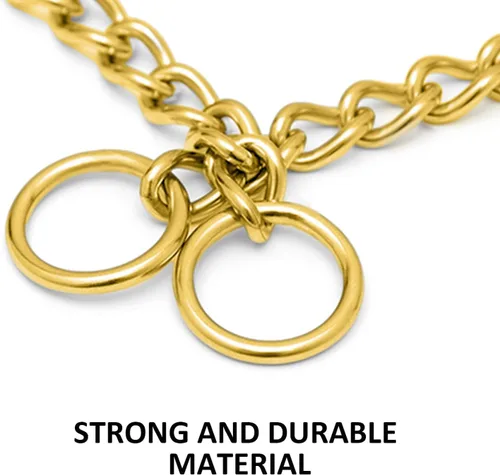 Vista 3 de Collar de perro de cadena dorada, collar de estrangulamiento de entrenamiento para perros, collar de estrangulamiento ajustable de entrenamiento