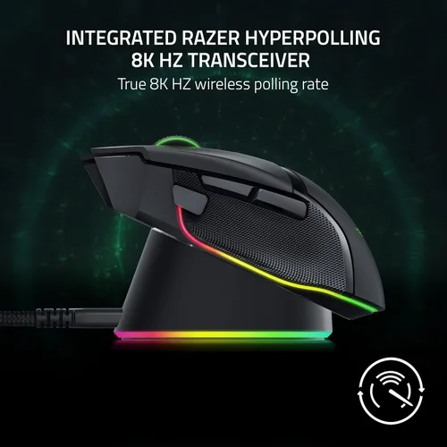 Vista 3 de Razer Mouse Dock Pro con Puck de Carga Inalámbrica: Carga Inalámbrica Magnética - Transceptor HyperPolling 8K Hz Integrado - Base Antideslizante