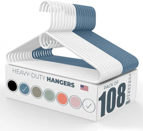 Vista 144 de Neaties Paquete de 6 perchas de ropa resistentes, fabricadas en los Estados Unidos, perchas de plástico de capacidad de 8 libras para ropa