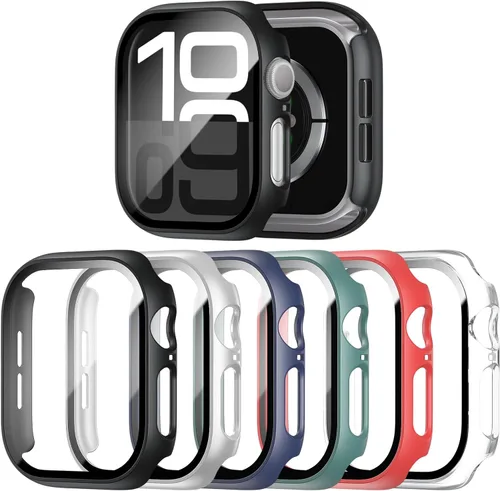 Vista 13 de Paquete de 6 fundas para Apple Watch SE 3 (2025)/SE 2/SE/Series 6/5/4 de 40 mm con protector de pantalla de vidrio templado, funda protectora