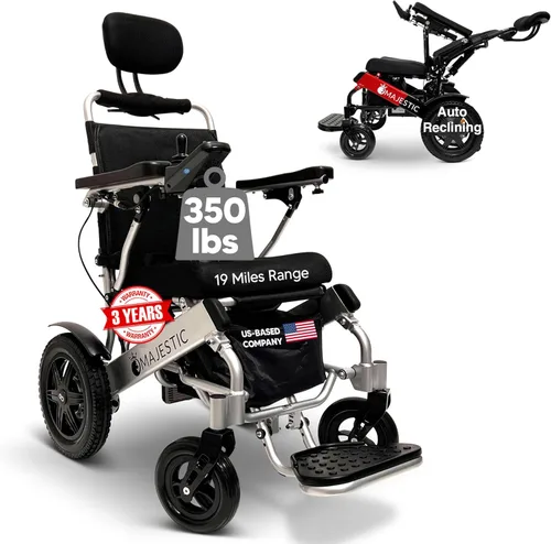 Vista 18 de Majestic - Silla de ruedas eléctrica reclinable automática, capacidad de peso de 350 libras, rango de batería de 19 millas, sillas de ruedas