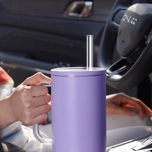 Vista 4 de NiHome 12 popotes reutilizables de vidrio transparente aptos para vaso Stanley H2.0 de 40 onzas con 2 cepillos, 12 pulgadas de largo, 0.4 pulgadas