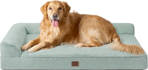 Vista 43 de EHEYCIGA Cama de espuma viscoelástica para perros grandes, Cama para mascotas para perros grandes para jaula con forro impermeable, Cama de sofá
