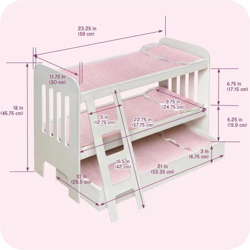 Vista 4 de Badger Basket Literas con cama corrediza muñecas con escalera (se ajusta American Girl Dolls).