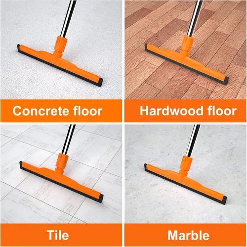 Vista 2 de ITTAR Escobilla de suelo resistente, mango ajustable de 62 pulgadas, hoja de espuma EVA, ideal para hormigón, garaje, patio y más