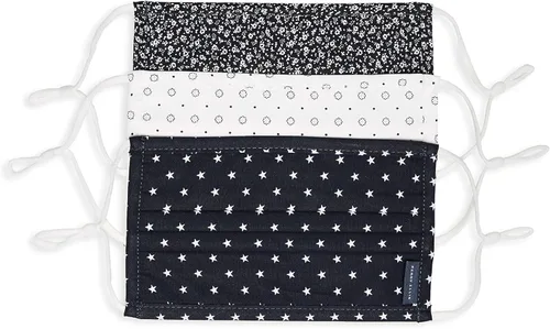 Vista 9 de Perry Ellis - Cubrebocas estándar de tela plisada, reutilizables (paquete de 3, estampados y colores surtidos)