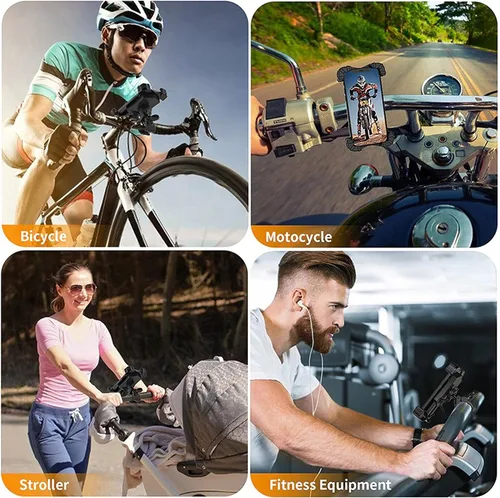 Vista 6 de LUXNOVAQ Soporte universal para teléfono celular, soporte universal para manillar de bicicleta, compatible con iPhone 12 / 11 Pro Max / X / XS