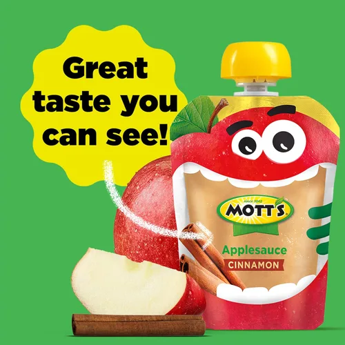 Vista 5 de Mott's Puré de manzana y canela, bolsas transparentes de 3.2 onzas, paquete de 20