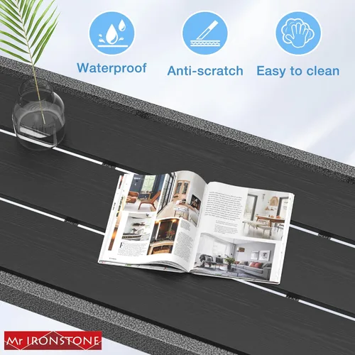 Vista 6 de Mr IRONSTONE Mesa de bar para exteriores de 47 pulgadas, mesa de comedor de altura de pub con parte superior impermeable y soporte de acabado