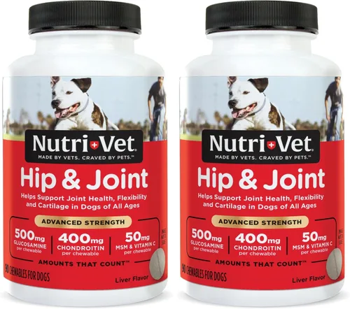 Vista 10 de Nutri-Vet Suplemento para articulaciones de perro de fuerza avanzada para cadera y articulaciones, glucosamina para perros, suplementos