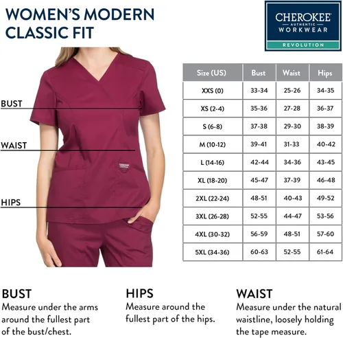 Vista 3 de Workwear Revolution WW610 - Ropa quirúrgica con estilo cruzado falso para mujer, elástica, suave y de fácil cuidado