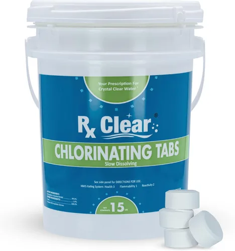 Vista 11 de Rx Clear Tabletas de cloro de 1 pulgada 5 libras Usar tabletas como bactericida, algicida y desinfectante en piscinas Estabilizadas, de larga