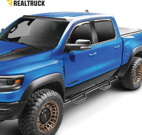 Vista 2 de RealTruck Nerf - Escalones para Silverado/Sierra Longitud de la cabina, acero resistente, negro texturizado C9280CC-TX Compatible
