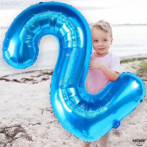 Vista 9 de KatchOn, Globo azul del número 2 – Grande, 50 pulgadas Globos de segundo cumpleaños para niño, dos decoraciones geniales de fiesta de cumpleaños