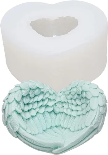 Vista 4 de MIMIRACLE Molde de silicona con alas de ángel, moldes hechos a mano, moldes de piedra aromática, molde para pastel, molde de jabón, caja