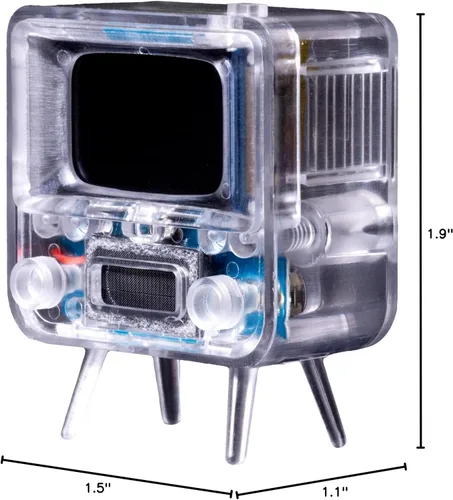 Vista 7 de TinyCircuits TinyTV 2 Mini TV portátil retro - Pantalla IPS de 1.14 pulgadas, videos precargados y cargables, recargable USB-C, controles de perilla