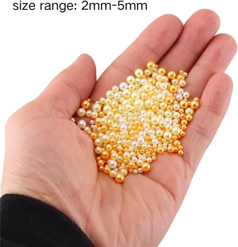 Vista 2 de CCINEE 1500 cuentas de perlas de tamaño mini para slime, cuentas de plástico sintético, kits de suministro de limo casero, champán