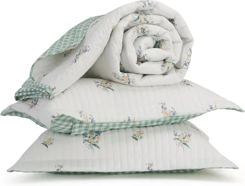 Vista 8 de Bedsure - Colcha floral tamaño Queen, ropa de cama reversible con estampado botánico de flores primaverales, colcha ligera, colcha de microfibra