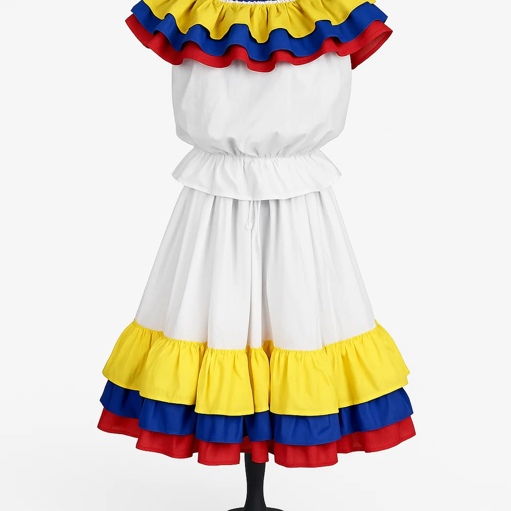 Vista 2 de Vestido típico colombiano con volantes