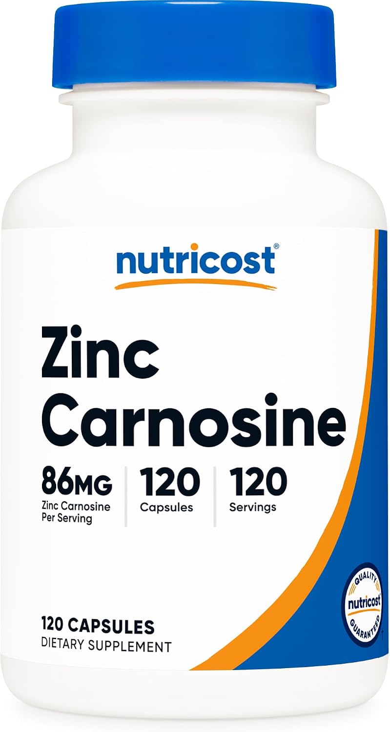 1. Nutricost Zinc Carnosina 86mg, 120 Cápsulas, Suplemento de L-Carnosina